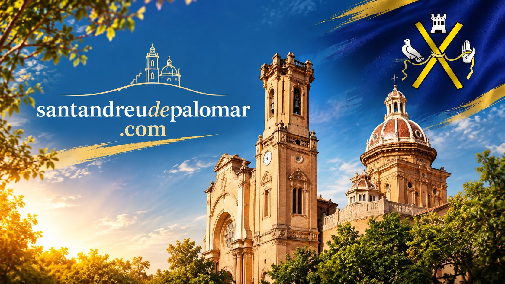 Església de Sant Andreu de Palomar amb la bandera andreuenca — santandreudepalomar.com